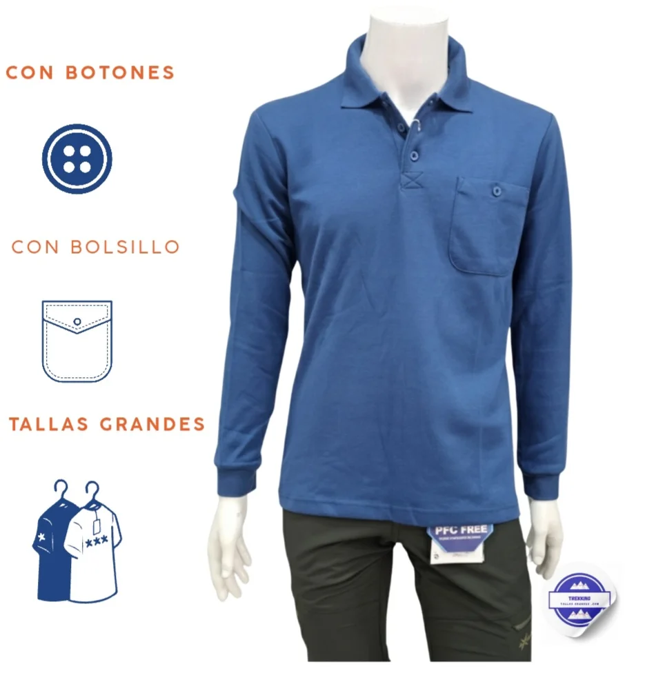 Polo básico de hombre con bolsillo manga larga - Imagen 7